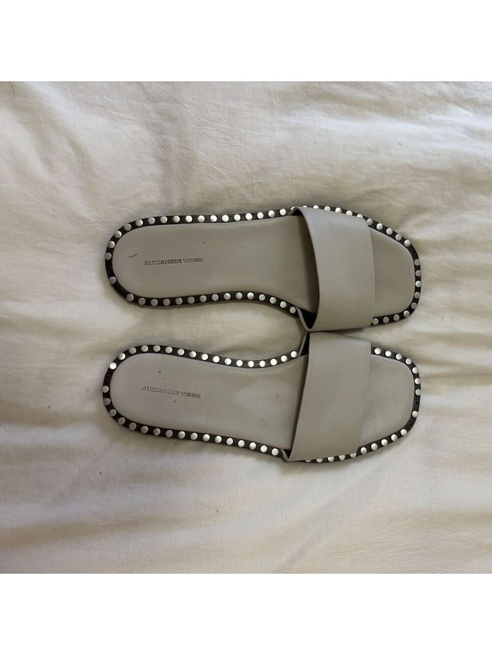 Alexander Wang  Leather Studded Accents Slides